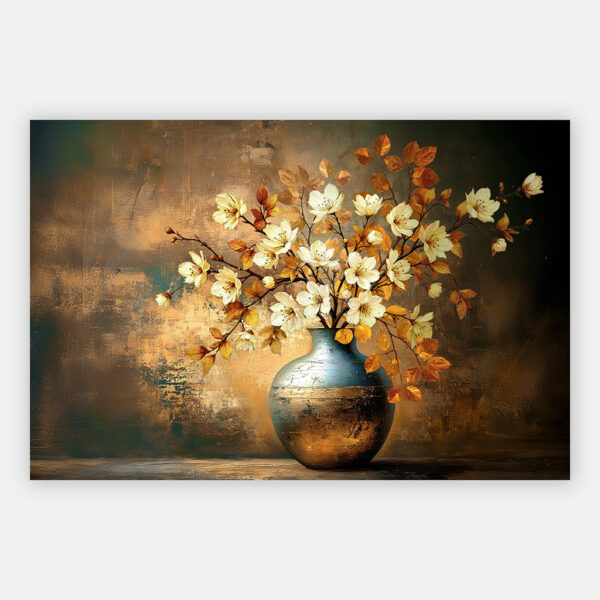 bloemen schilderij met goud accenten