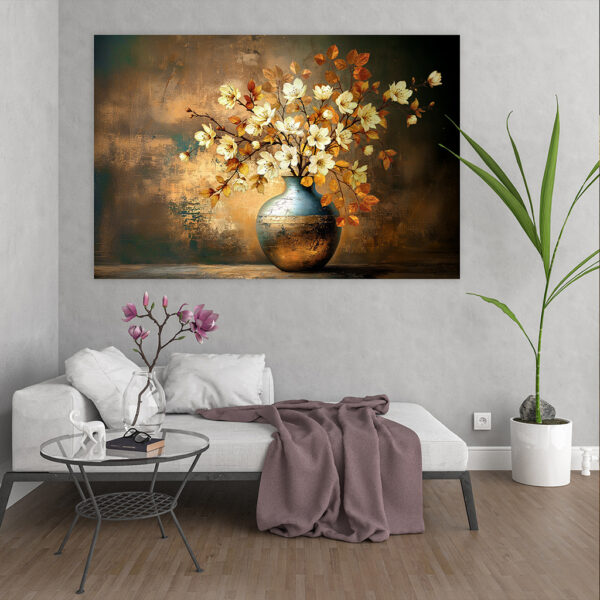bloemen schilderij met goud accenten