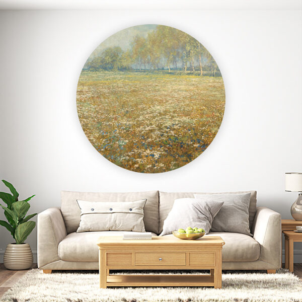 Schilderij bloeiende weide muurcirkel