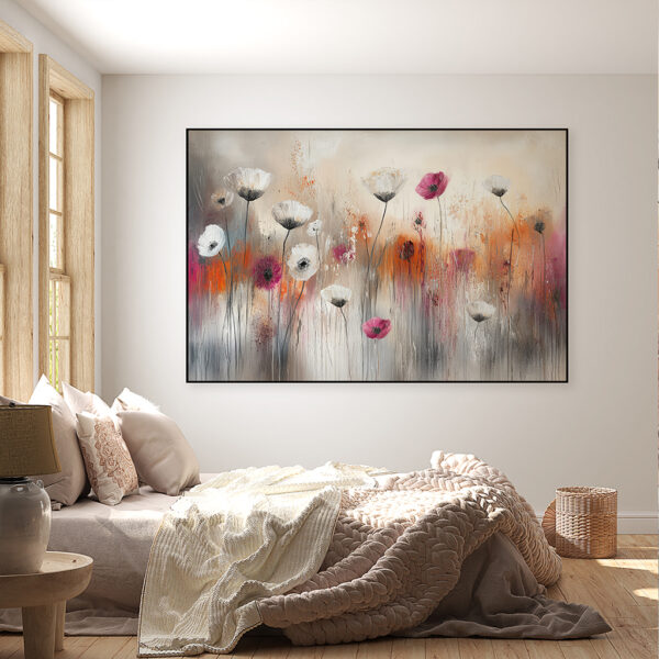 Klaproos schilderij Fading fields in artframe