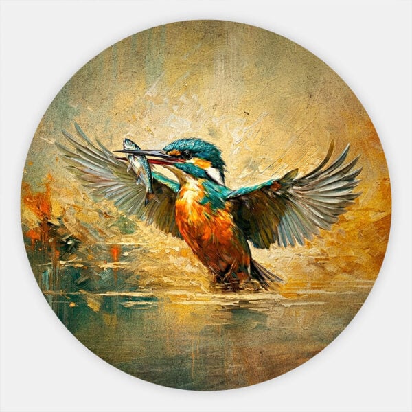 Muurcirkel schilderij IJsvogel - De vangst