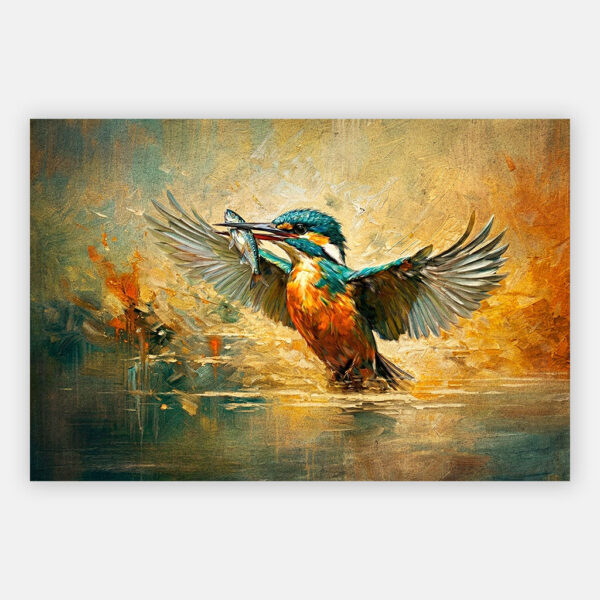 Schilderij IJsvogel - De vangst