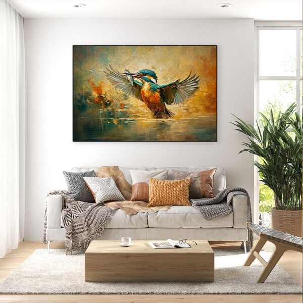Schilderij IJsvogel - De vangst In Artframe