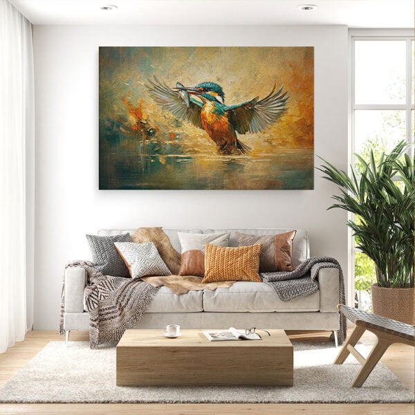 Canvas schilderij IJsvogel - De vangst