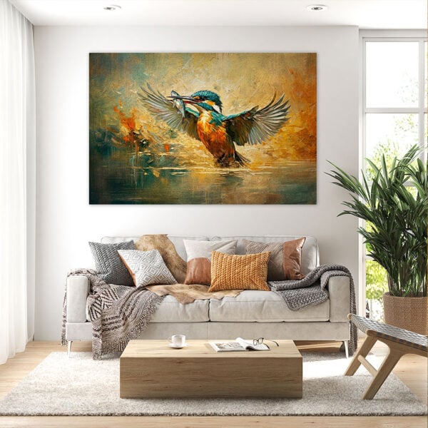 Schilderij IJsvogel - De vangst