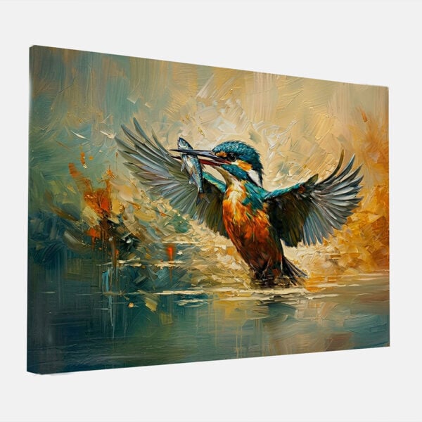 Canvas schilderij IJsvogel - De vangst