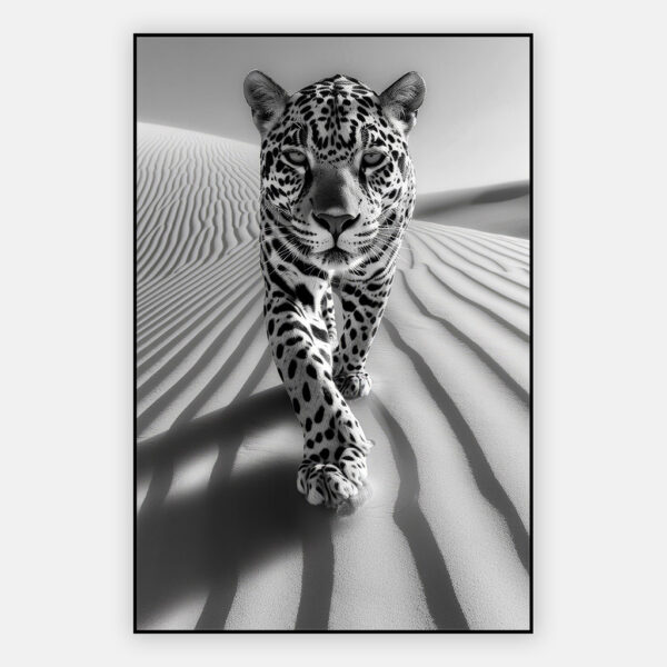 Schilderij luipaard zwart-wit in artframe