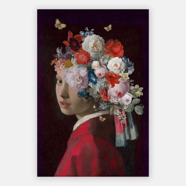 Schilderij Meisje met de parel - the red version
