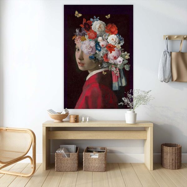 Schilderij Meisje met de parel - the red version