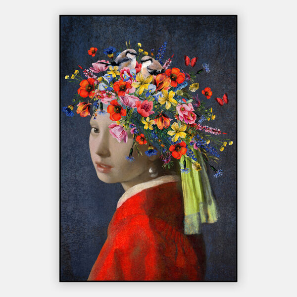 Schilderij meisje met de parel springtime in artframe