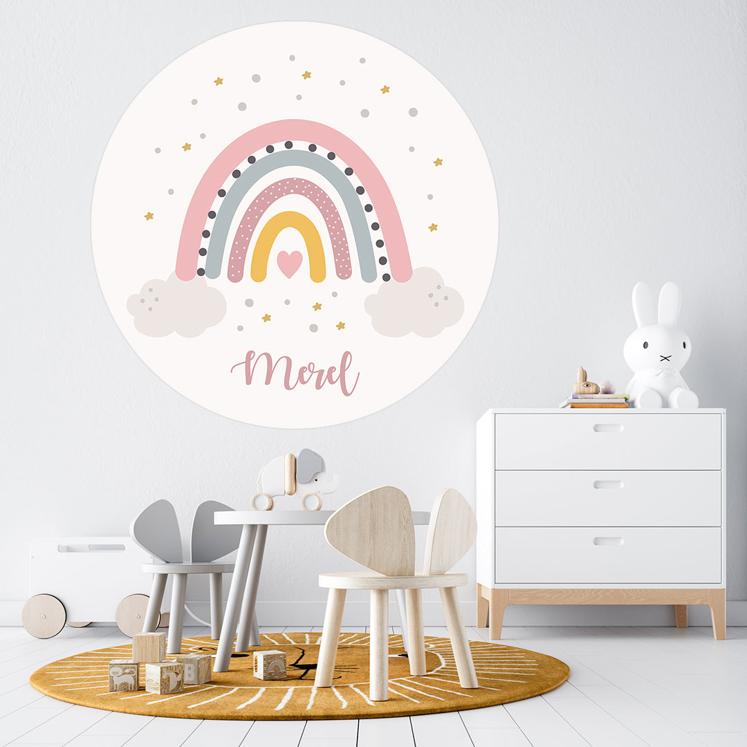 Wanddecoratie kinderkamer muurcirkel regenboog