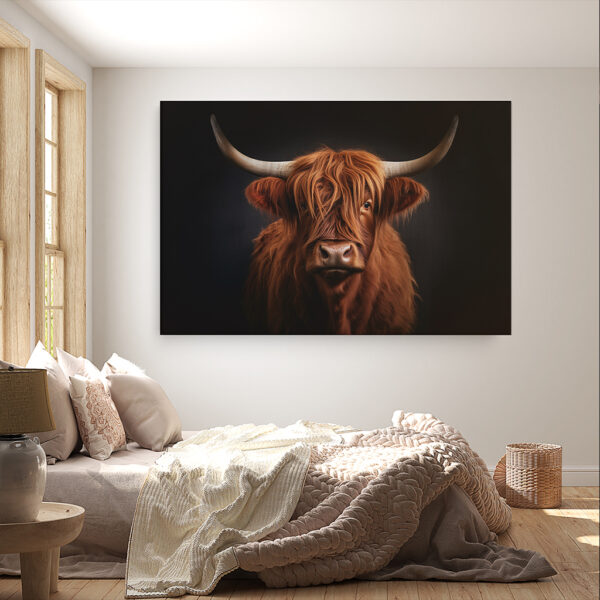 Canvas schilderij schotse hooglander roodbruine kleur