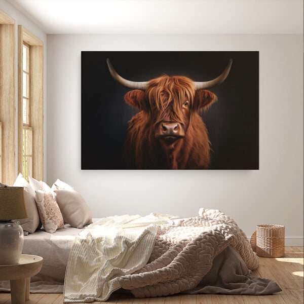 Schilderij Schotse hooglander roodbruin canvas