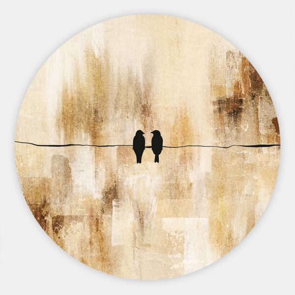 Schilderiij Songbirds - abstract modern schilderij als muurcirkel