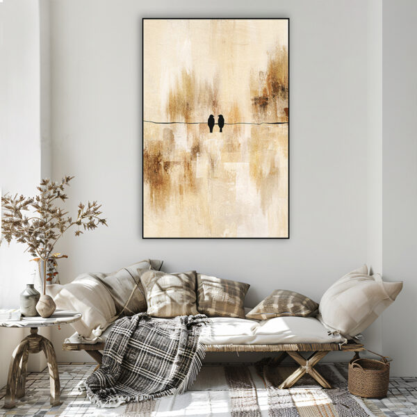 Schilderiij Songbirds - abstract modern schilderij in alu artframe