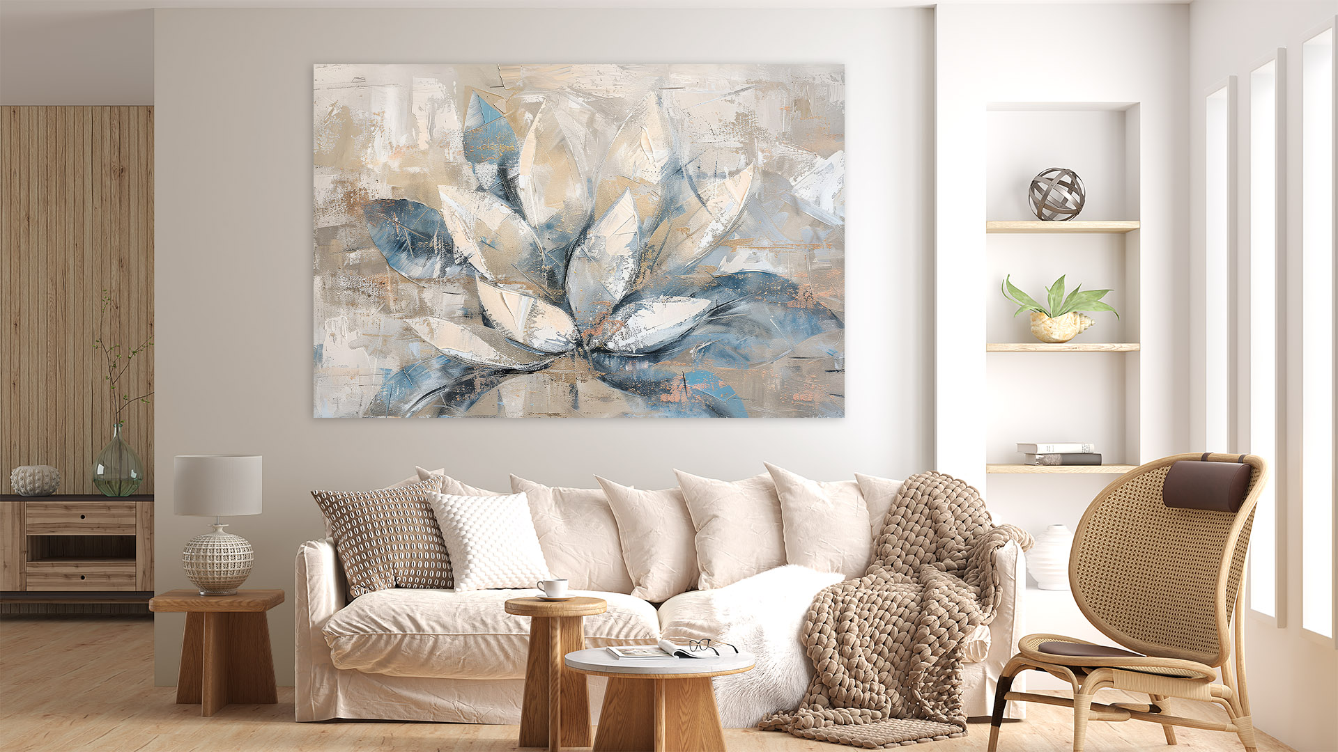Woonkamer wanddecoratie Abstracte lotusbloem
